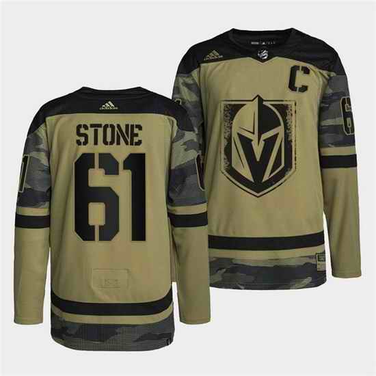 Men Vegas Golden Knights #61 Mark Stone 2022 Camo Military Appreciation Night Stitched jersey