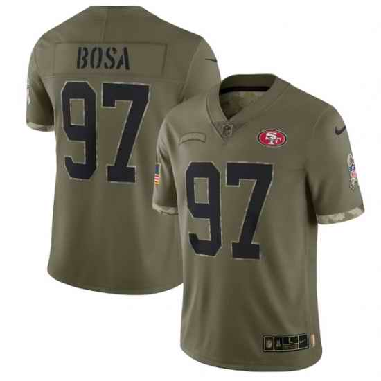 Men San Francisco 49ers #97 Nick Bosa Olive 2022 Salute To Service Limited Stitched Jersey
