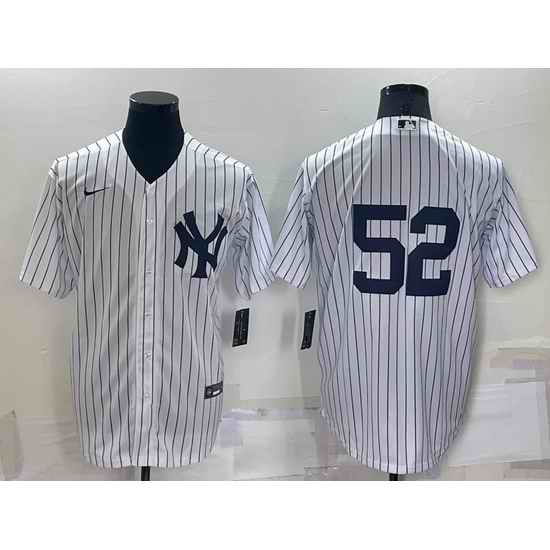 Men New York Yankees #52 C C  Sabathia White Cool Base Stitched Jersey