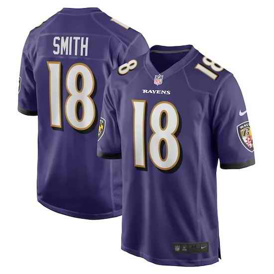 Men Nike Baltimore Ravens #18 Roquan Smith Purple Vapor Limited Jersey
