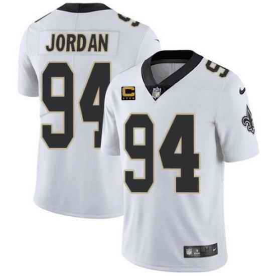 Men New Orleans Saints 94 Cameron Jordan 2022 White With #4 Star C Patch Stitched Jersey
