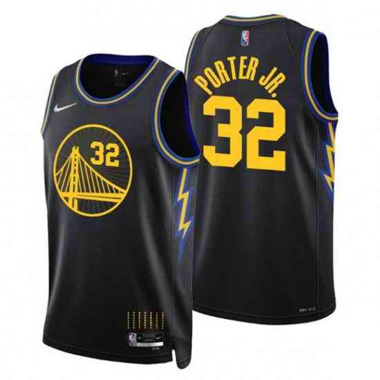 Men Golden State Warriors 32 Otto Porter Jr  2021 #22 City Edition Black 75th Anniversary Stitched Basketball Jersey