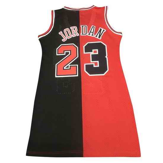 Women Chicago Bulls #23 Michael Jordan Dress Stitched Jersey Red Black Split II