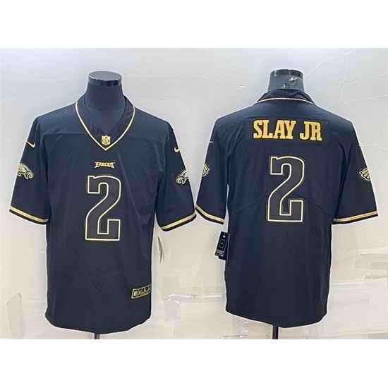 Men Philadelphia Eagles #2 Darius Slay JR Black Gold Vapor Untouchable Limited Stitched Jersey