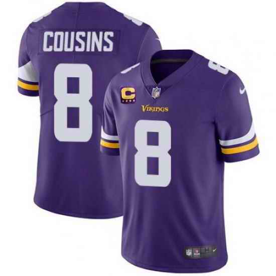 Men Minnesota Vikings 8 Kirk Cousins 2022 Purple With #4 Star C Patch Vapor Untouchable Limited Stitched Jersey