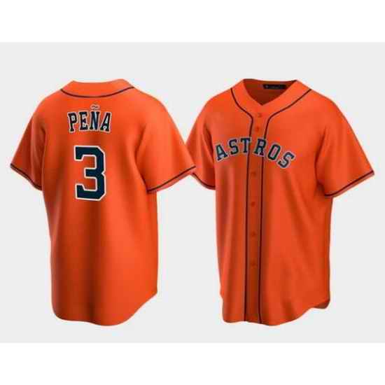 Men New Houston Astros #3 Jeremy Pena Orange Stitched Jersey