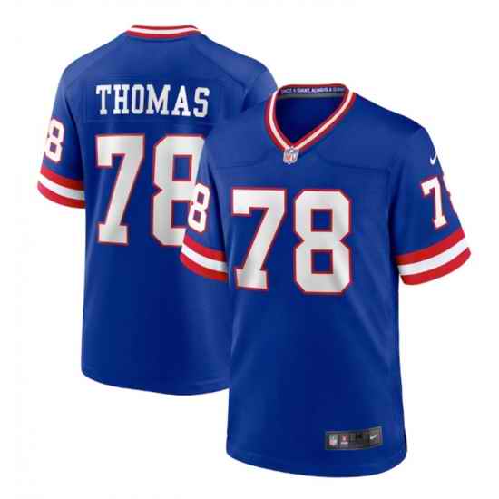Men New York Giants #78 Andrew Thomas Royal Classic Retired Player Stitched Game Jersey