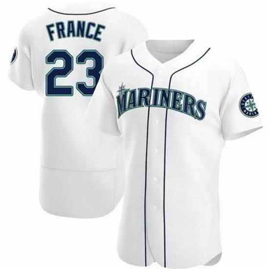 Men Nike Seattle Mariners #23 Ty France White Cool Base Stitched Jersey