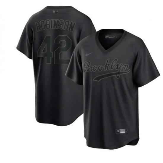 Men Brooklyn Los Angeles Dodgers #42 Jackie Robinson Black Pitch Black Fashion Replica Stitched Jersey