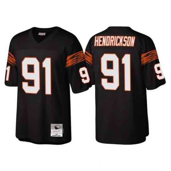 Men Cincinnati Bengals #91 Trey Hendrickson Black Throwback Legacy Stitched Jerse