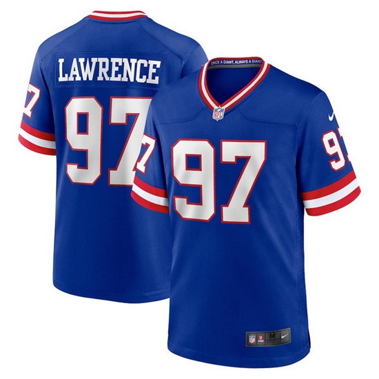Men New York Giants #97 Dexter Lawrence Royal Classic Retired Player Stitched Game Jersey