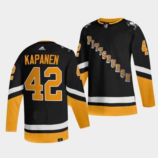Men Pittsburgh Penguins #42 Kasperi Kapanen 2021 2022 Black Stitched Jersey