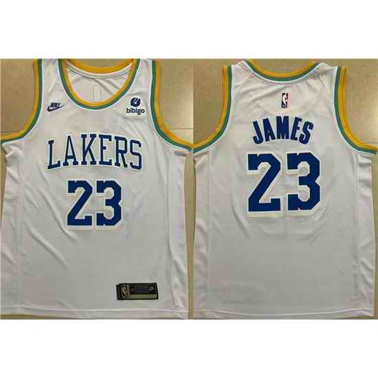 Men Los Angeles Lakers #23 LeBron James White Stitched Basketball Jersey