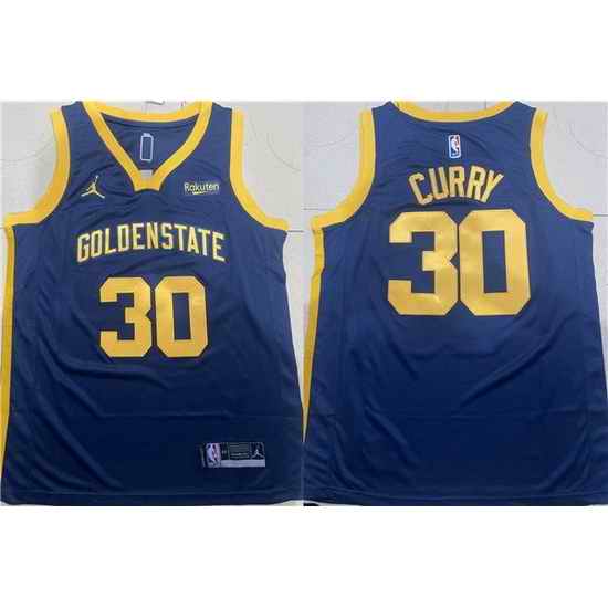 Men Golden State Warriors #30 Stephen Curry Navy Stitched Jersey