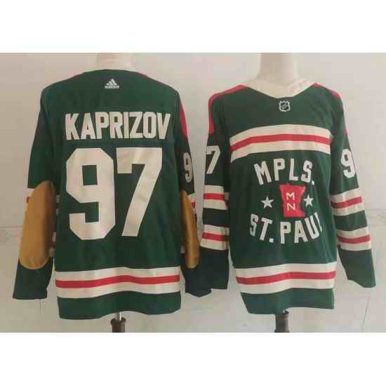 Men Minnesota Wild #97 Kirill Kaprizov Green 2022 Winter Classic Adidas Stitched NHL Jersey