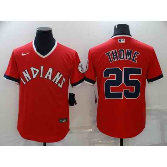 Men Cleveland Indians #25 Jim Thome Red Stitched Baseball Jersey