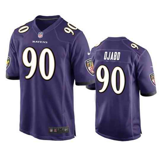 Men Baltimore Ravens #90 David Ojabo Purple Stitched Game Jersey