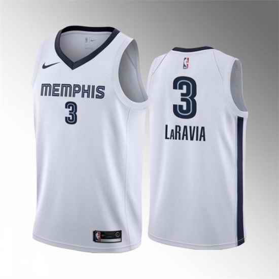 Men Memphis Grizzlies #3 Jake LaRavia White Swingman Stitched Basketball Jersey
