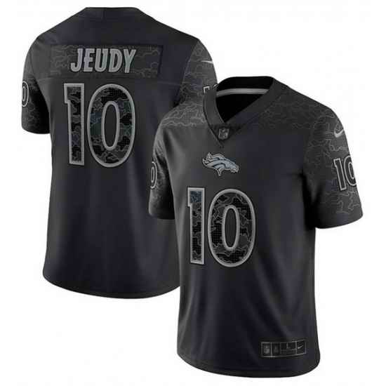 Men Denver Broncos #10 Jerry Jeudy Black Reflective Limited Stitched Football Jersey