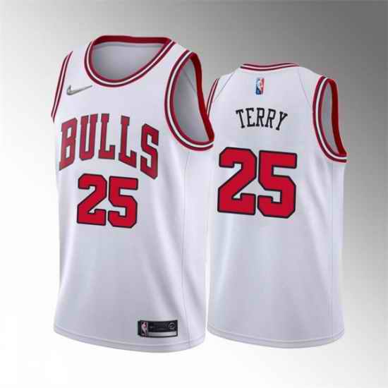 Men Chicago Bulls #25 Dalen Terry White 75th Anniversary Stitched Basketball Jersey