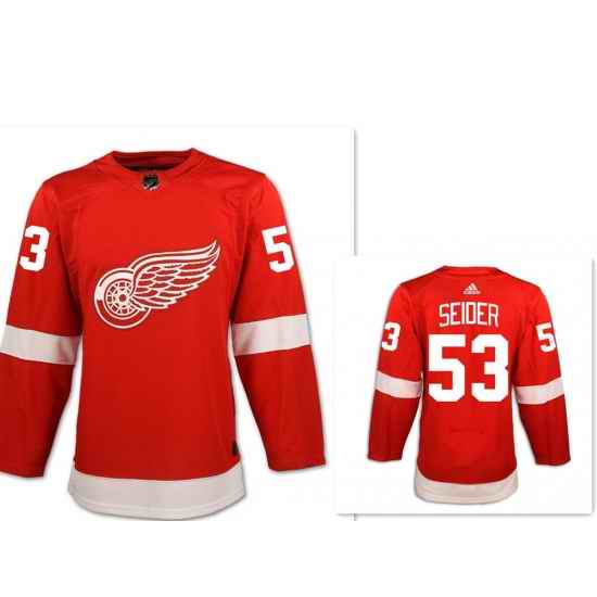 Men Detroit Red Wings #53 Moritz Seider Red Home Hockey Stitched NHL Jersey