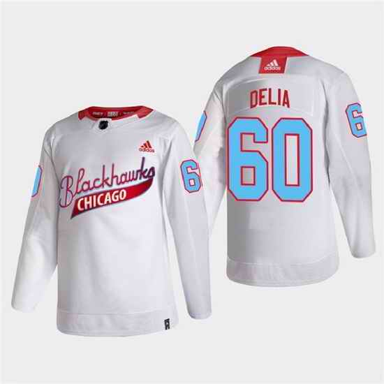 Men Chicago Blackhawks #60 Collin Delia 2022 Community Night White Stitched jersey