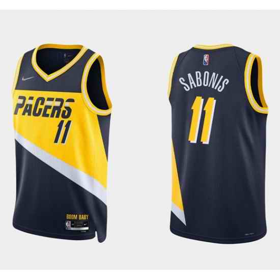 Men Indiana Pacers #11 Caris Levert 2021 22 Navy City Edition 75th Anniversary Stitched Basketball Jersey