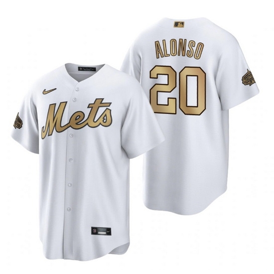 Men New York Mets #20 Pete Alonso 2022 All Star White Cool Base Stitched Baseball Jersey