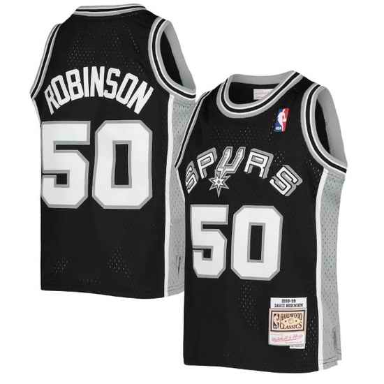 Men San Antonio Spurs 50 David Robinson Mitchell  #26 Ness Black 1998 99 Hardwood Classics Swingman Throwback Jersey
