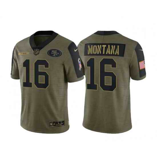 Men's San Francisco 49ers #16 Joe Montana 2021 Salute To Service Limited Jersey