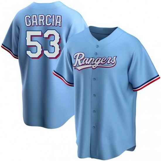 Men Texas Rangers #53 Adolis Garcia Light Blue Cool Base Stitched Baseball jersey