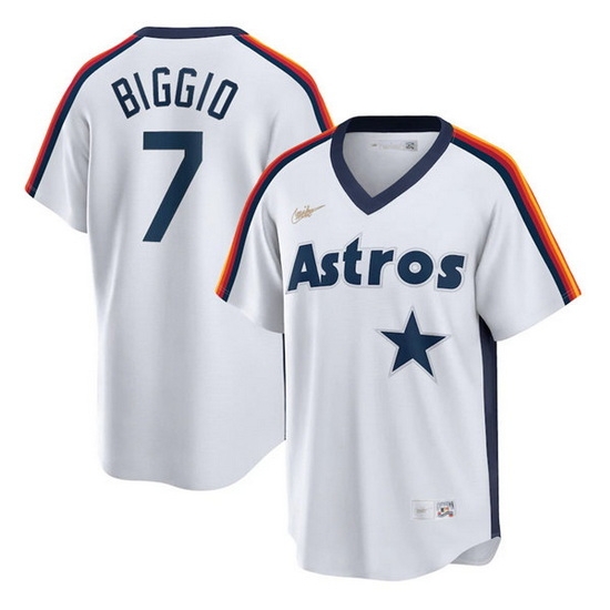 Men Houston Astros #7 Craig Biggio White Cool Base Stitched Jersey