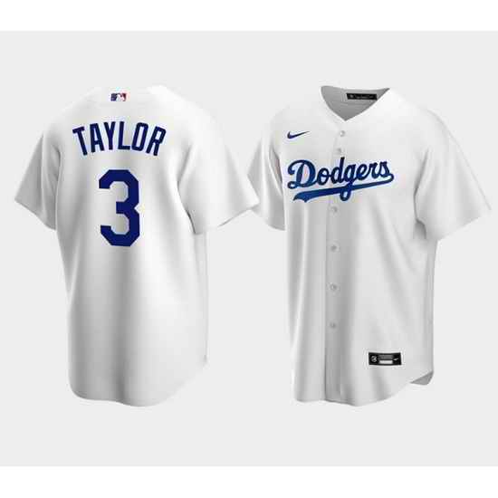 Men Los Angeles Dodgers #3 Chris Taylor White Cool Base Stitched Baseball Jersey