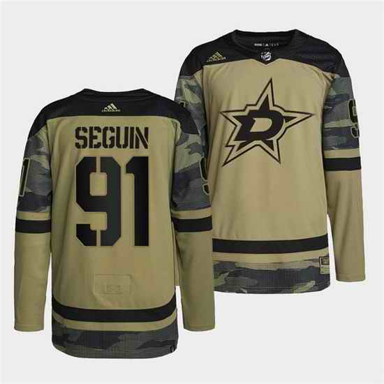 Men Dallas Stars #91 Tyler Seguin 2022 Camo Military Appreciation Night Stitched jersey