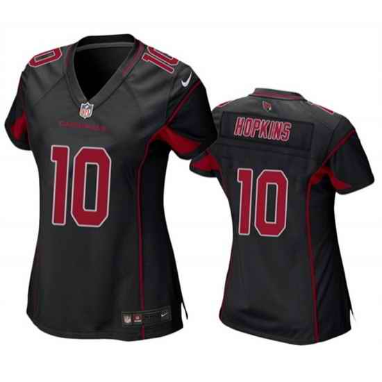 Women Arizona Cardinals #10 DeAndre Hopkins Black Color Rush Stitched Jersey
