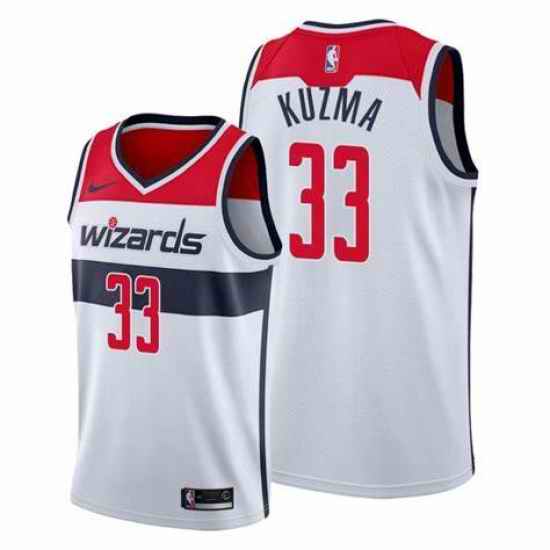 Men Nike Washington Wizards  Kyle Kuzm #33 White Stitched NBA Jersey