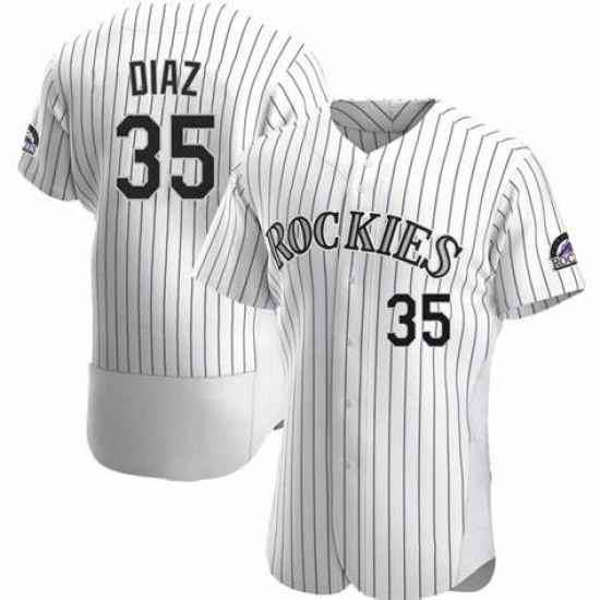 Men Nike Colorado Rockies #35 Jairo Diaz White Flex Base MLB Jersey