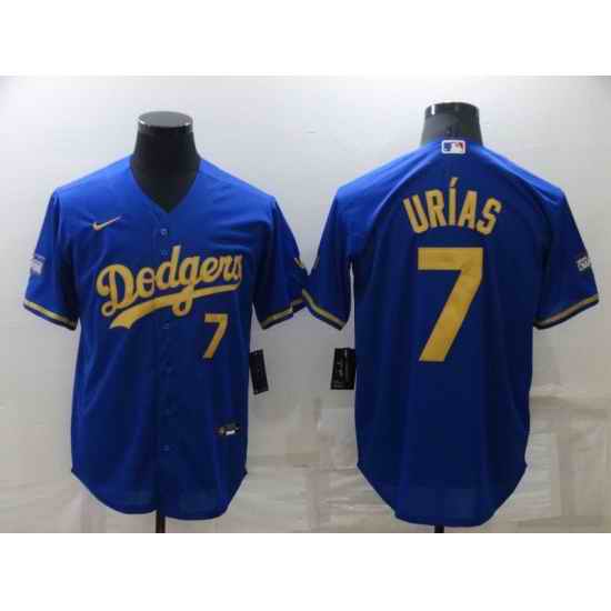 Men Los Angeles Dodgers #7 Urias Blue gilt character Nike Game 2022 MLB Jersey