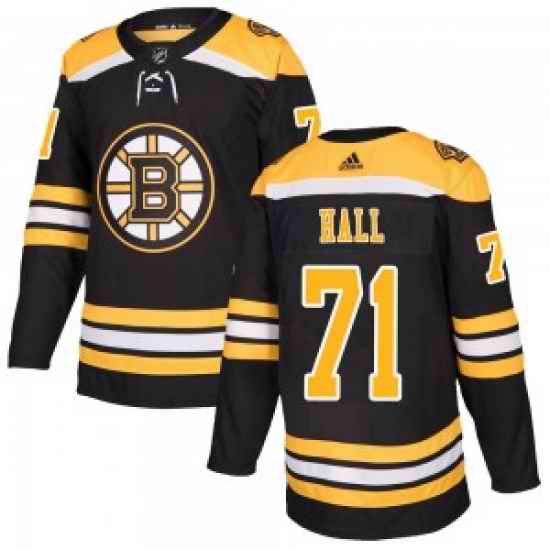 Men Boston Bruins #71 Taylor Hall Adidas Authentic Home Black Jersey