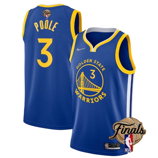 Youth Golden State Warriors #3 Jordan Poole 2022 Blue NBA Finals Stitched Jersey