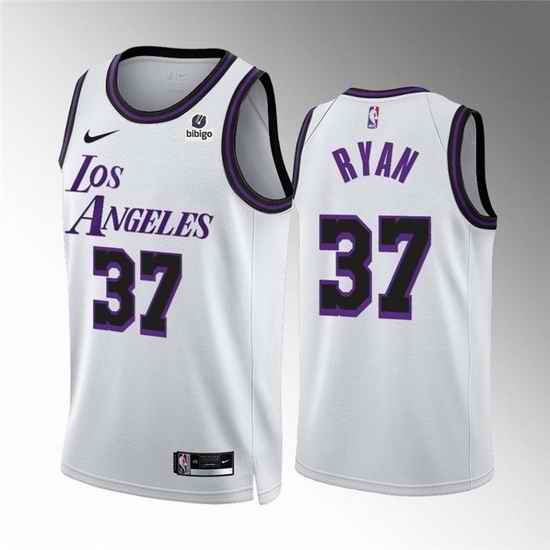 Men Los Angeles Lakers #37 Matt Ryan White City Edition Stitched Basketball Jersey