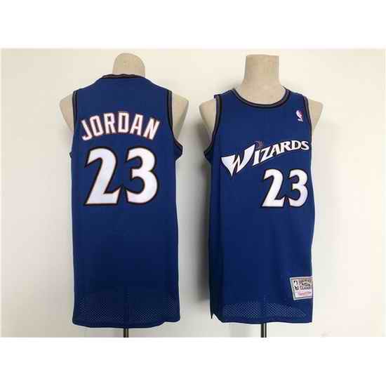 Men Washington Wizards #23 Michael Jordan Blue Throwback Stitched Jersey