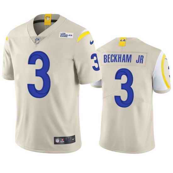 Men Los Angeles Rams #3 Odell Beckham Jr  2021 Bone Vapor Untouchable Limited Stitched Football Jersey