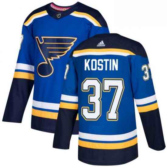 Mens Adidas St Louis Blues #37 Klim Kostin Authentic Royal Blue Home NHL Jersey