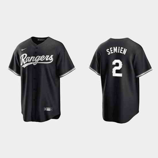 Men Texas Rangers #2 Marcus Semien Black Cool Base Stitched Baseball jersey