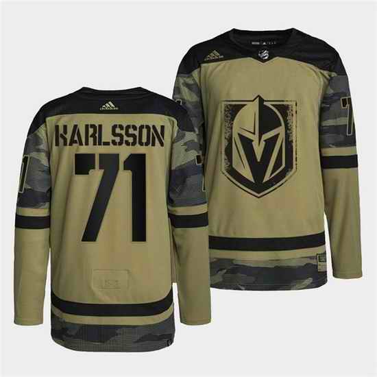 Men Vegas Golden Knights #71 William Karlsson 2022 Camo Military Appreciation Night Stitched jersey