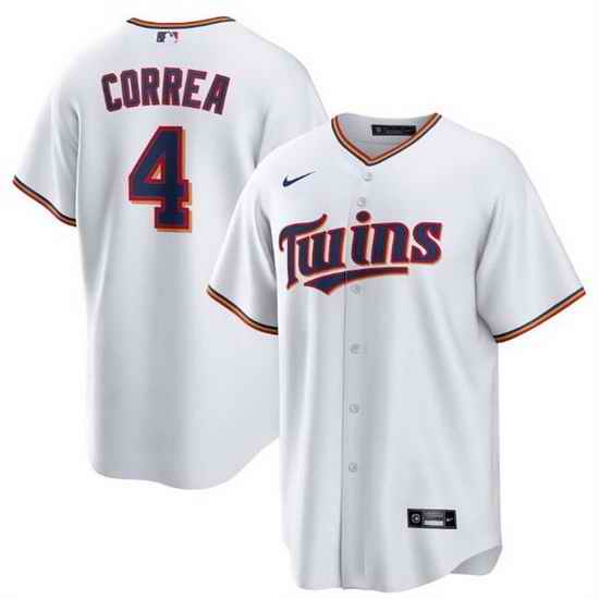 Men Minnesota Twins #4 Carlos Correa White Cool Base Stitched jersey