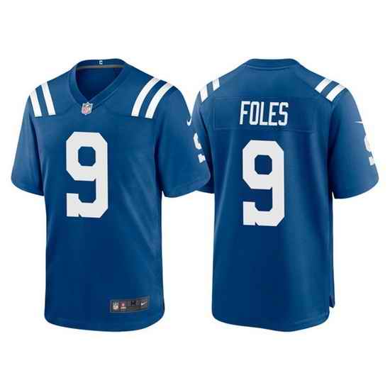 Men Indianapolis Colts #9 Nick Foles Royal Stitched Game Jerseyy