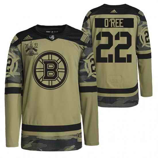 Men Boston Bruins #22 Willie O 27Ree 2022 Camo Military Appreciation Night Stitched jersey