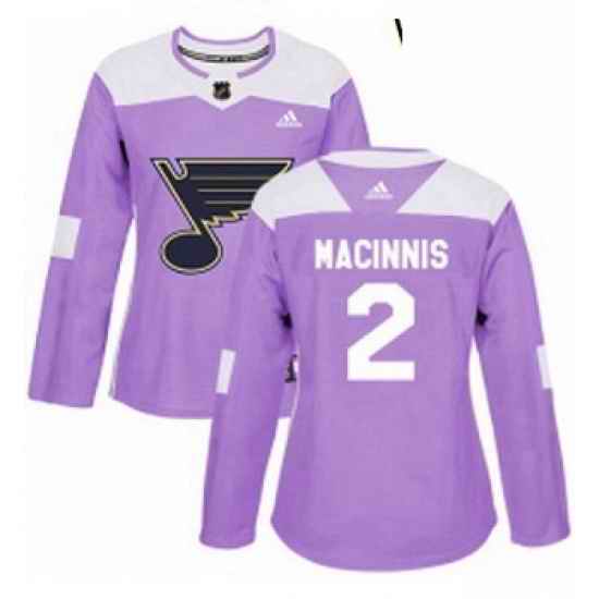 Womens Adidas St Louis Blues #2 Al Macinnis Authentic Purple Fights Cancer Practice NHL Jersey
